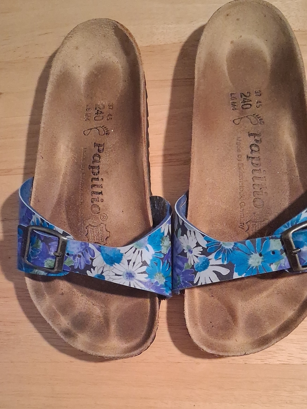 Papillio By Birkenstock Blue Floral Madrid Slide Sandals EU 37 US 6